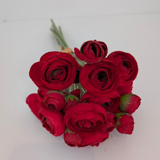 30cm MINI RANUNCULUS BUNDLE  RED