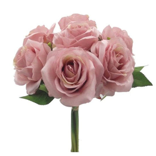 25cm LARGE OPEN ROSE BUNDLE (BUNDLE OF 7) VINTAGE PINK