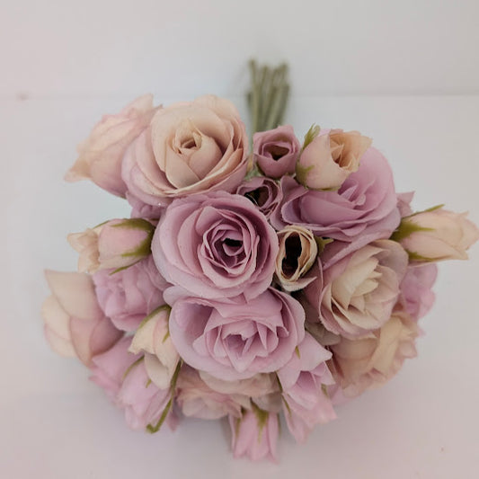 30cm MINI ROSE AND ROSEBUD BUNDLE lilac