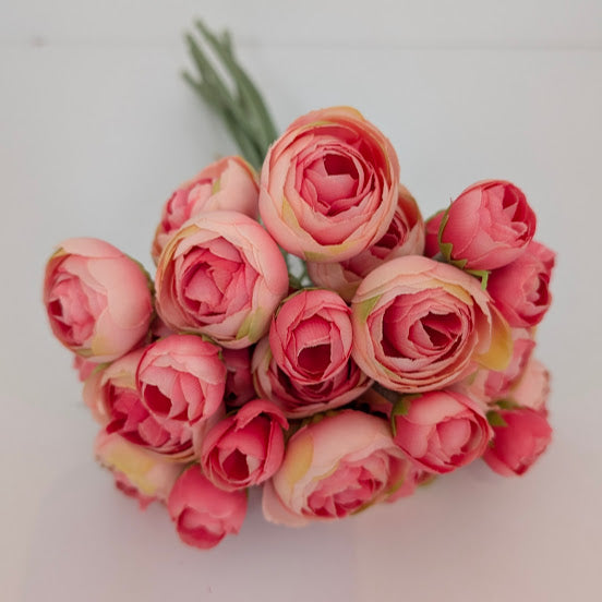 30cm MINI RANUNCULUS BUNDLE CORAL PINK